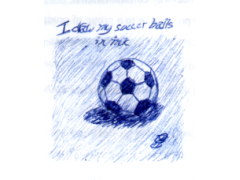 I draw my soccer balls in ink
